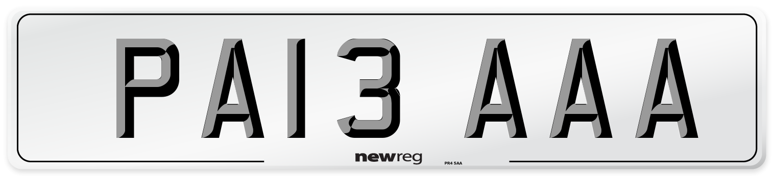 PA13 AAA Number Plate from New Reg
